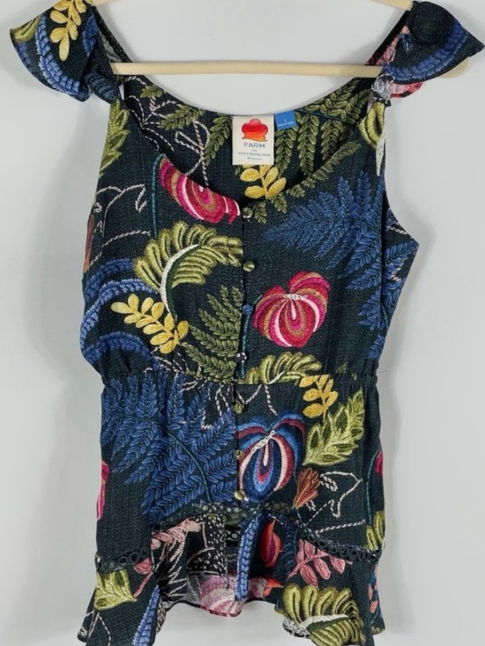 Farm Rio x Anthropologie Tropical Themed Button Down Tank New Wout tag 🏷️